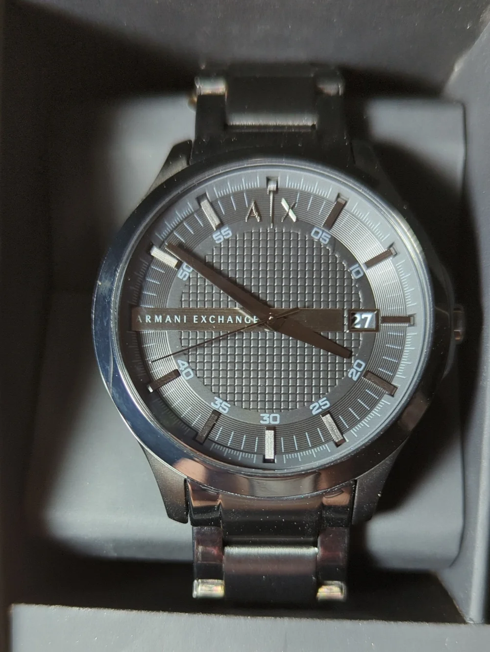 Armani Exchange Men’s Black Stainless Steel Watch Gift Set